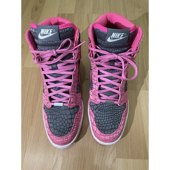Nike Dunk Sky Hi High Wedge Heel Snake Print NIKEiD Womens Pink Shoe Size 7 - Picture 3 of 9